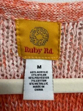 Ruby Rd. | Sweaters | Ruby Rd Striped Openfront Fringe Cardigan Coral ...